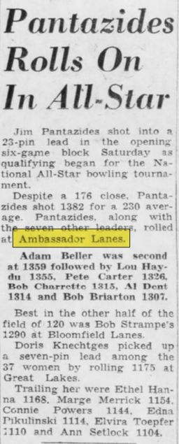 Ambassador Lanes (Argyle Lanes) - Oct 1959 Article